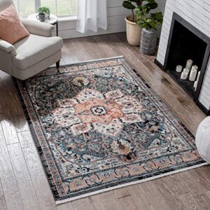 Well Woven Indira Regen Bohemian Modern Abstract Distressed Multi Black (IND-83-5) 5'3" X 7'3" Area Rug