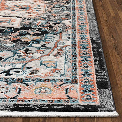 Well Woven Indira Regen Bohemian Modern Abstract Distressed Multi Black (IND-83-5) 5'3" X 7'3" Area Rug