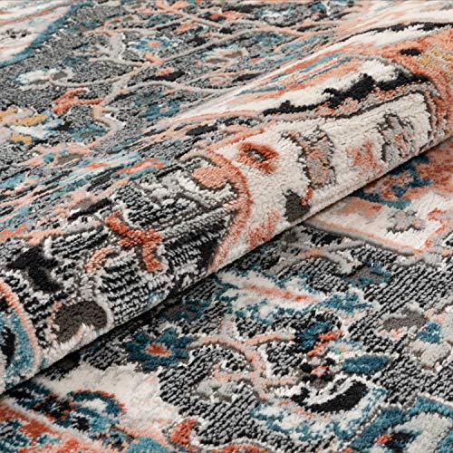 Well Woven Indira Regen Bohemian Modern Abstract Distressed Multi Black (IND-83-5) 5'3" X 7'3" Area Rug