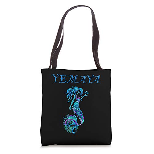 Yemaya Orishas Goddess Ifa Yoruba Religion Gift Water Black Tote Bag