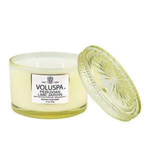 voluspa peruvian lime jardin candle | corta maison boxed glass | 11 ounces | 45 hour burn time | vegan | proprietary coconut wax and all natural wicks for a cleaner burn