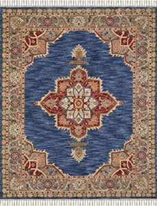 luxe weavers otika 8694 modern oriental premium blue area rug 8×10, geometric fringe rug