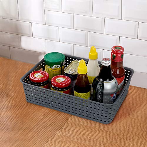 Easymanie Grey Plastic Basket Tray, A4 Paper Baskets, Pack of 5