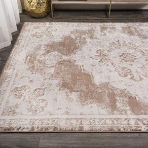 JONATHAN Y MDP400B-8 Alhambra Ornate Medallion Modern Indoor Area-Rug Vintage Bohemian Easy-Cleaning Bedroom Kitchen Living Room Non Shedding, 8 ft x 10 ft, Brown/Cream