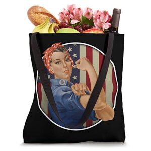 Rosie the Riveter USA American Flag Tote Bag