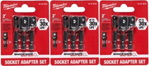milwaukee 48-32-5033 power drill bit extensions shockwave socket adapter set, 1/4″, 3 pack