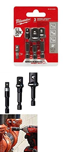 Milwaukee 48-32-5033 Power Drill Bit Extensions Shockwave Socket Adapter Set, 1/4", 3 Pack