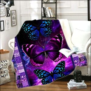 ultra soft butterfly theme blanket for kids and adults microfiber plush sherpa blanket for bed and couch warm fuzzy throw blanket cozy throws blankets (butterfly01, 130cm x 150cm(51” x 59”))