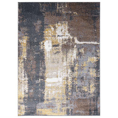 LUXE WEAVERS Abstract Gray 8x10 Gold Area Rug 6482