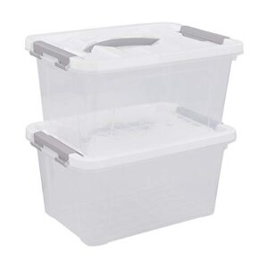 saedy clear plastic storage bins/containers, multi-purpose storage box 6 quart, set of 2