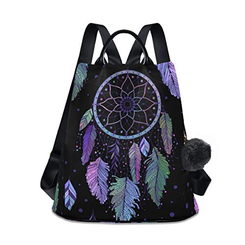 ALAZA Boho Feather Dot Ethnic Indian Lutos Backpack Purse for Women Anti Theft Fashion Back Pack Shoulder Bag