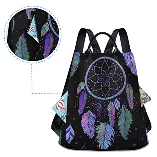 ALAZA Boho Feather Dot Ethnic Indian Lutos Backpack Purse for Women Anti Theft Fashion Back Pack Shoulder Bag