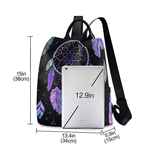 ALAZA Boho Feather Dot Ethnic Indian Lutos Backpack Purse for Women Anti Theft Fashion Back Pack Shoulder Bag