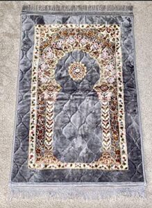 empire thick padded islamic muslim prayer rug- gray