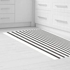 Breezsisan Black and White Striped Outdoor Rug, Cotton, 23x35.5 Inches Striped Rug, Under Mat Rug for Front Porch, Patio, Entryway, Farmhouse, Handwoven Modern Rug, Striped Carpet & Welcome Mat.