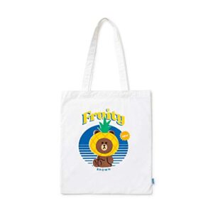 line friends fruity collection character cute canvas shoulder tote bag for women (medium)