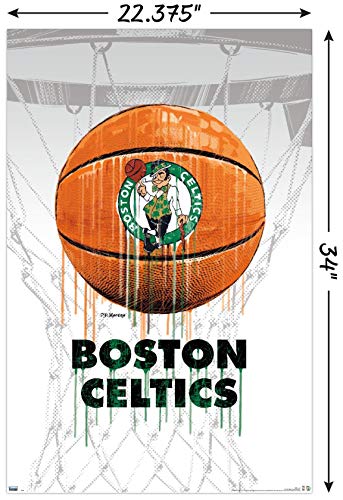 Trends International NBA Boston Celtics - Drip Ball 20 Wall Poster, 22.375" x 34", Unframed Version