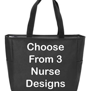 Personalized Monogram Tote Bag Nurse Doctor Appreciation Heart Stethoscope Initials Gift RN LPN CAN (Design #3/Black)