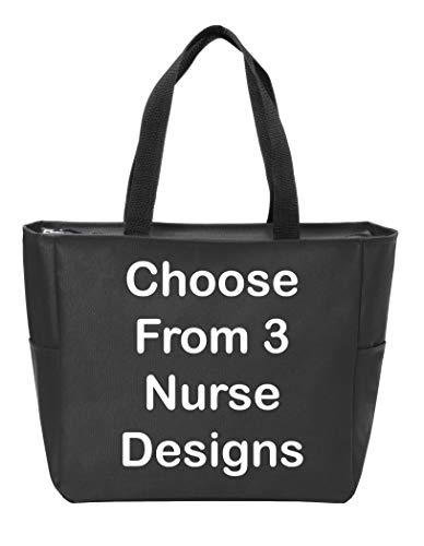 Personalized Monogram Tote Bag Nurse Doctor Appreciation Heart Stethoscope Initials Gift RN LPN CAN (Design #3/Black)