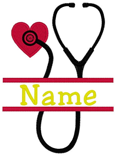 Personalized Monogram Tote Bag Nurse Doctor Appreciation Heart Stethoscope Initials Gift RN LPN CAN (Design #3/Black)