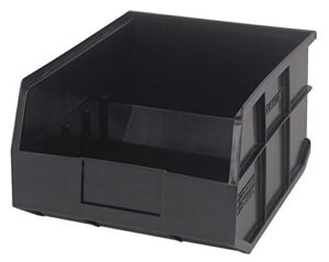 quantum storage k-ssb445bk-3 3-pack stackable plastic shelf bin, 14″ x 11″ x 7″, black