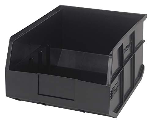 Quantum Storage K-SSB445BK-3 3-Pack Stackable Plastic Shelf Bin, 14" x 11" x 7", Black