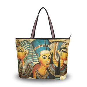 qmxo ethnic egypt egyptian parchment handbags and purse for women tote bag large capacity top handle shopper shoulder bag