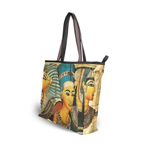 QMXO Ethnic Egypt Egyptian Parchment Handbags and Purse for Women Tote Bag Large Capacity Top Handle Shopper Shoulder Bag