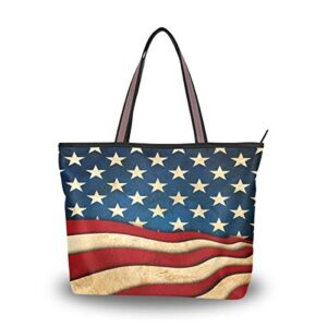 4th of july american flag handbags and purse for women tote bag large capacity top handle shopper shoulder bag
