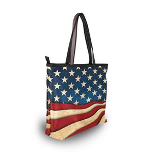 4Th Of July American Flag Handbags and Purse for Women Tote Bag Large Capacity Top Handle Shopper Shoulder Bag