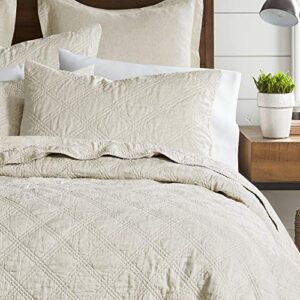 levtex home – 100% linen front/100% cotton back – king quilted sham – washed linen – natural – sham size (36 x 20in.)