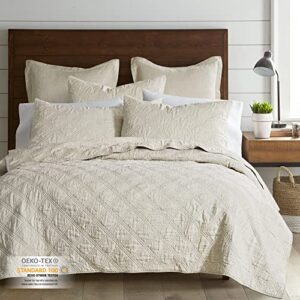 Levtex Home - 100% Linen Front/100% Cotton Back - King Quilted Sham - Washed Linen - Natural - Sham Size (36 x 20in.)