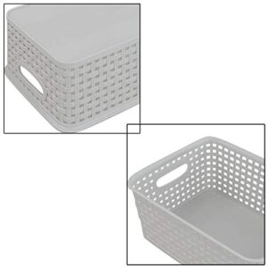 Fiazony Woven Plastic Storage Baskets, 10.03" x 7.55" x 4.09", Set of 6, Lightly Gray