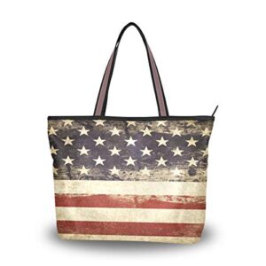 qmxo american usa flag star handbags and purse for women tote bag large capacity top handle shopper shoulder bag