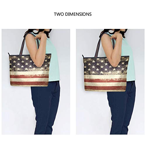 QMXO American USA Flag Star Handbags and Purse for Women Tote Bag Large Capacity Top Handle Shopper Shoulder Bag