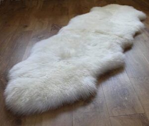 natural ivory white sheepskin rug – 2 x 5 double genuine sheep skin rug | large sheepskin double pelt