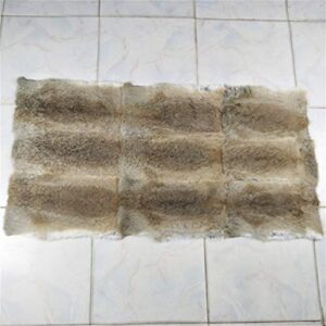 100% Natural Rabbit Fur Bed Throw Blanket,Rug,Rabbit Fur Blankets/Plates Furry Soft Warm Lush Fur Throw Home Decoration Reprocessed DIY Materials (21.65" x 43.3" Straw Yellow)