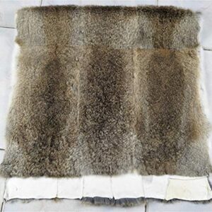 100% Natural Rabbit Fur Bed Throw Blanket,Rug,Rabbit Fur Blankets/Plates Furry Soft Warm Lush Fur Throw Home Decoration Reprocessed DIY Materials (21.65" x 43.3" Straw Yellow)