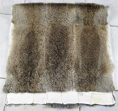 100% Natural Rabbit Fur Bed Throw Blanket,Rug,Rabbit Fur Blankets/Plates Furry Soft Warm Lush Fur Throw Home Decoration Reprocessed DIY Materials (21.65" x 43.3" Straw Yellow)