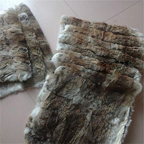 100% Natural Rabbit Fur Bed Throw Blanket,Rug,Rabbit Fur Blankets/Plates Furry Soft Warm Lush Fur Throw Home Decoration Reprocessed DIY Materials (21.65" x 43.3" Straw Yellow)