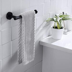 fretech black hand towel holder，hand towel bar matte black hand towel rack 9inch bathroom stable and durable stainless steel wall mount towel ring hb-105-d3