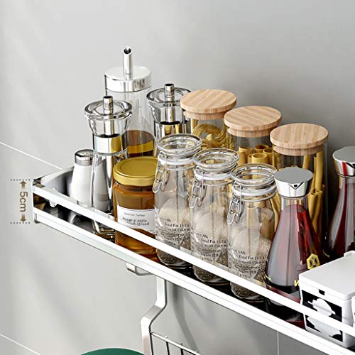 GLJ Floating Shelves Kitchen Shelf, Fully Polished Wall-Mounted Stainless Steel Spice Rack, Strong Load-Bearing Capacity, Can Be Installed on Ceramic Tiles and Marble (Size : 50cm)