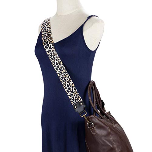 Adjustable Replacement Crossbody Strap Purse Guitar Style Jacquard Woven Embroidered Handbag Straps (Leopard)