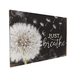 just breathe wall art rustic dandelion canvas black and white flower floral painting botanical picture giclee matte prints home decor for kitchen bedroom living room bathroom 16×24 inch…