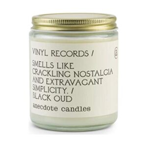 anecdote candles – vinyl records glass jar candle – black oud – coconut soy wax – non toxic scented candle – made in usa – luxury candles for home – 7.8 ounces
