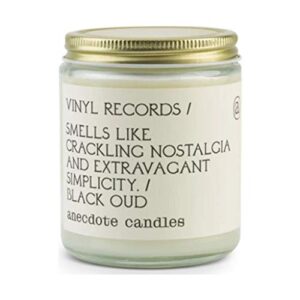 Anecdote Candles – Vinyl Records Glass Jar Candle – Black Oud – Coconut Soy Wax – Non Toxic Scented Candle – Made in USA – Luxury Candles for Home – 7.8 Ounces