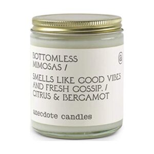 anecdote candles – bottomless mimosas glass jar candle – citrus and bergamot – coconut soy wax – non toxic scented candle – made in usa – luxury candles for home – 7.8 ounces