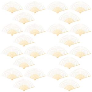 uratot 24 pieces white folding fans silk bamboo folding fans handheld fans for wedding, party decoration