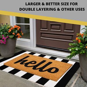 EARTHALL Black and White Striped Rug 27.5 x 43 Inches Cotton Hand-Woven Reversible Foldable Washable Black and White Outdoor Rug Stripe for Layered Door Mats Porch/Front Door Black Rug