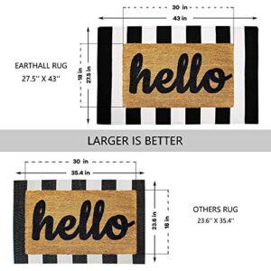 EARTHALL Black and White Striped Rug 27.5 x 43 Inches Cotton Hand-Woven Reversible Foldable Washable Black and White Outdoor Rug Stripe for Layered Door Mats Porch/Front Door Black Rug